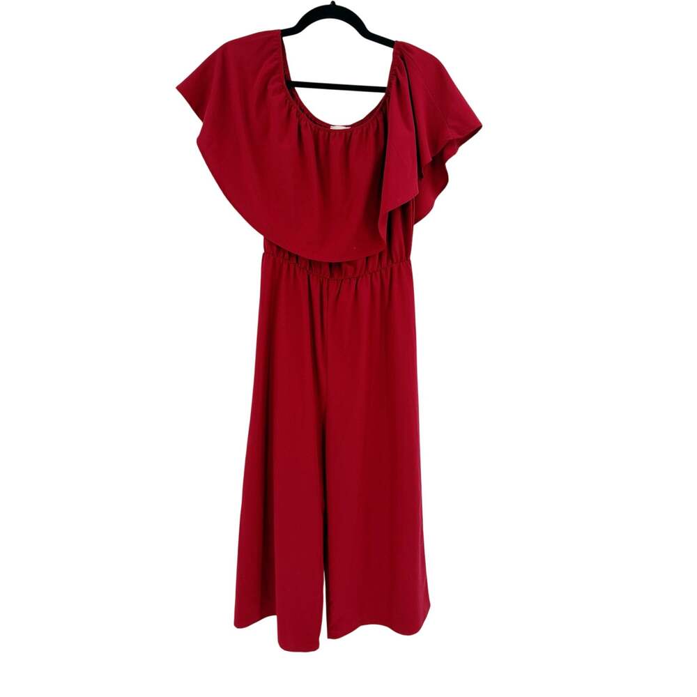 EVERLY Dress Size S Red Ruffle Top Knee Length
